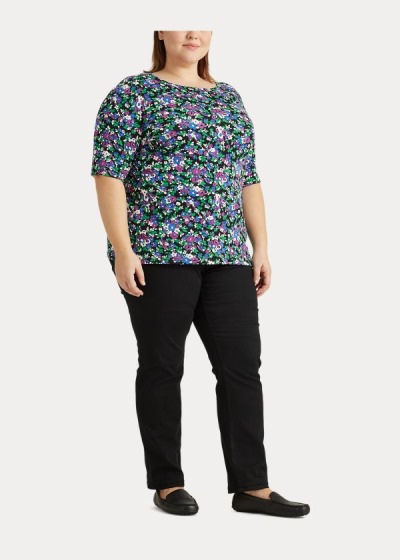 Tops Ralph Lauren Mujer Negros Multicolor - Floral Cotton-Blend - KZSJC4168